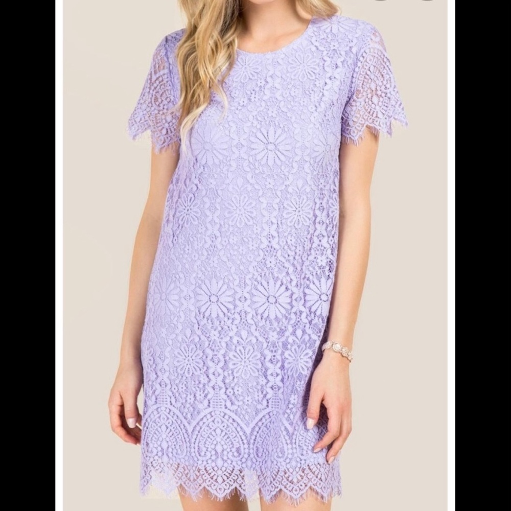 Lavender lace dress with cut out back